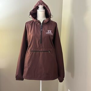 Charles River burgundy 1/2 zip pullover windbreaker. Size Large